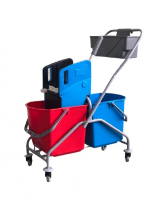 Тележка уборочная 2x25л с отжимом и лотком Тележка уборочная 2x25л с отжимом и лотком